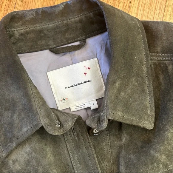 Anthropologie Green Leather Jacket - Picture 2 of 9